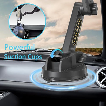 Topsolar Phone Mount for Truck Phone Holder for Truck - Heavy Duty Super Suction Cup, Mobile Device Holder Dashboard Window 16.9 inch Long Arm & Stable, iPhone & Samsung Compatible, Semi Trucker
