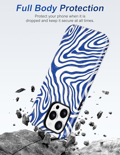 Jusy Magnetic Zebra Phone Case for iPhone 17 Pro Max,Blue | Compatible with MagSafe, Cute Aesthetic Zebra Design, TPU and PC Protective Shockproof Cover - color: Blue