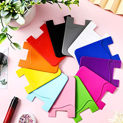 Frienda 24 Pcs Phone Card Holder Adhesive Silicone Wallet, Lovely Color - color: Lovely Color