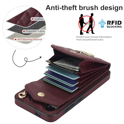 Asuwish Phone Case for Samsung Galaxy S24 5G Wallet Cover with Tempered Glass Screen Protector and Crossbody Wrist Strap Ring RFID Blocking Credit Card Holder Cell S 24 24S G5 Women Men Girls Wine Red - color: Red