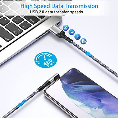 USB A to USB C Cable, 10ft USB C Cable Right Angle Fast Charging - color: Grey, size: 10ft