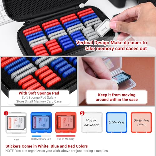 EVA PU Memory Card Case with 24 SD & 24 TF Clear Plastic Memory Card Holder - size: for 24 SD & 24 TF