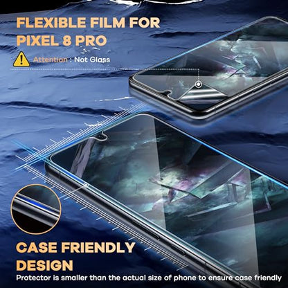 FANGTIAN 4 Pack Hybrid Screen Protector Film for Google Pixel 8 Pro