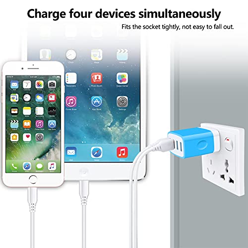 iPhone 17 Charger Block Fast Charging 4.8A Multi Port USB Charger Wall Plug - color: blue