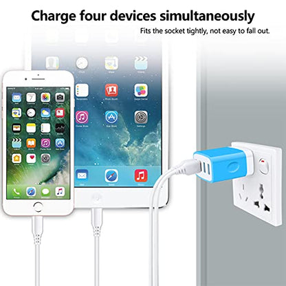 iPhone 17 Charger Block Fast Charging 4.8A Multi Port USB Charger Wall Plug - color: blue