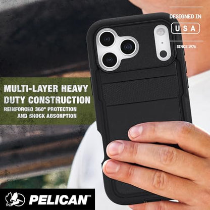Pelican Voyager iPhone 17 Pro Max Case - Rugged MagSafe Phone Case - Black | Magnetic Phone Case w/24ft Military Grade Drop Protection - Phone Cover w/ Belt Clip Holster Kickstand for iPhone 17 Pro Max - color: Voyager - Black - Pro Max, style: iPhone 17