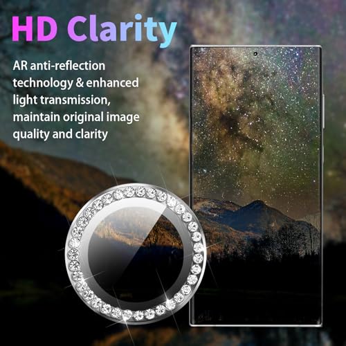 Camera Lens Protector for Samsung Galaxy S22 Ultra, Diamond Silver - color: Diamond Silver