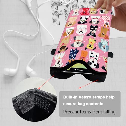Neoprene Cell Phone Sleeve Pouch Case Bag with Crossbody Strap Neck Lanyard for Women 7.1 X 3.9 in Pink Dog - color: Pink Dog