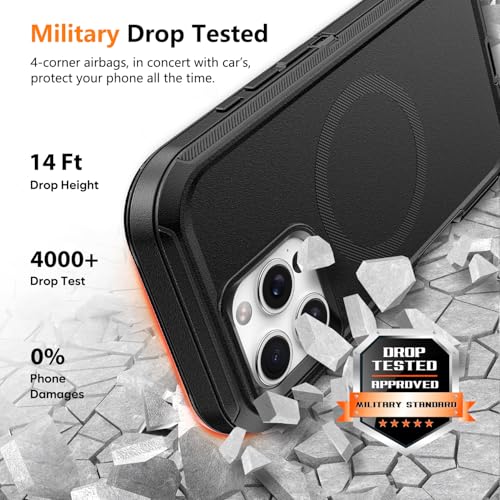 TUTUKII Magnetic for iPhone 16 Pro Case with Belt Clip Holste (Black) | MagSafe Compatible, Heavy-Duty Military-Grade Drop Protection, 3-Layer Rugged Shockproof Protective Cover 6.3-Inch - size: iPhone 16 Pro 6.3"