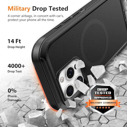TUTUKII Magnetic for iPhone 16 Pro Case with Belt Clip Holste (Black) | MagSafe Compatible, Heavy-Duty Military-Grade Drop Protection, 3-Layer Rugged Shockproof Protective Cover 6.3-Inch - size: iPhone 16 Pro 6.3"
