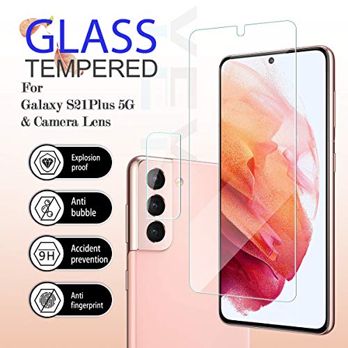 Galaxy S21 Plus HD Clear Tempered Glass Screen Protector + Camera Lens Protectors, [2+2 Pack] [Fingerprint Support] [Bubble-Free] Screen Protector Glass For Samsung Galaxy S21 Plus - size: Galaxy S21 Plus