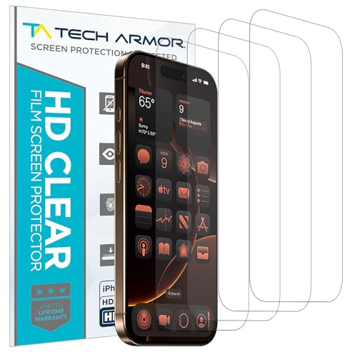 Tech Armor Screen Protector for iPhone 16 Pro, HD PET Film, 4-Pack - size: iPhone 16 Pro-6.3 Inch