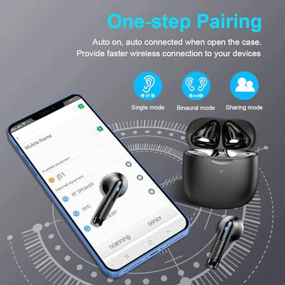Wireless Earbuds, Bluetooth 5.4 Earbuds Stereo Bass, Bluetooth Headphones - color: Deep Black