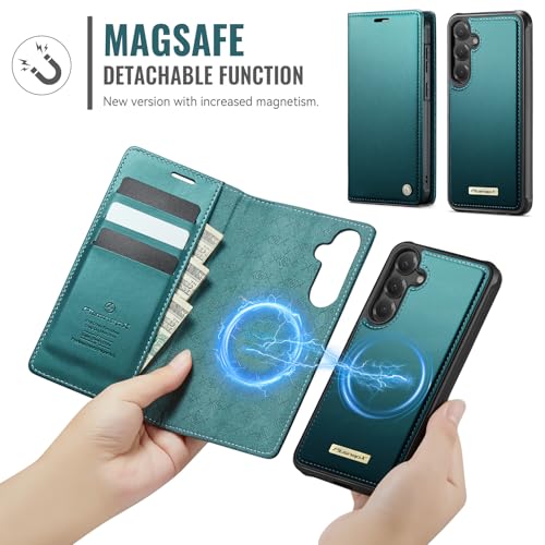 for Samsung Galaxy S26 Plus 2in1 Detachable Wallet Case, Bluegreen | Compatible with Magsafe, Magnetic, RFID Blocking Card Holder, Shockproof, Kickstand, Wireless Charging, PU Leather Flip Cover - color: (Detachable 2 in 1)-Blue Green, size: Galaxy S26 Pl