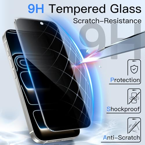 JETech Privacy Screen Protector for iPhone 17 Pro, 2-Pack - size: iPhone 17 Pro