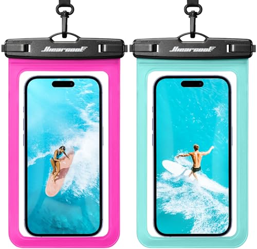 Hiearcool Waterproof Phone Pouch, Waterproof Phone Case, Green&Bright Red - color: Green&Bright Red