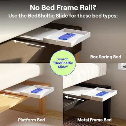 BedShelfie Bedside Shelf for Dorm Room - Cable Catch, Black - color: Black