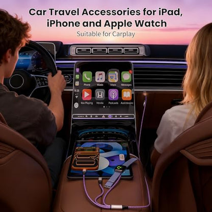 Travel Essentials 3 in 2 Multi Charging Cable for Apple Watch Charger, 5FT - color: Purple, size: 1Pack5FT