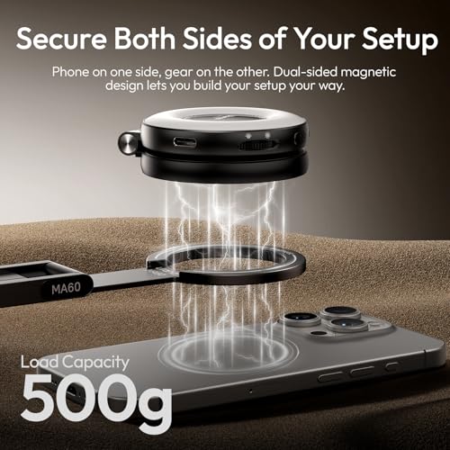 ULANZI MA60 Magnetic Phone Tripod Stand for iPhone, Aluminium Mini Tripod - color: BLACK
