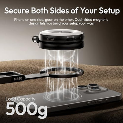 ULANZI MA60 Magnetic Phone Tripod Stand for iPhone, Aluminium Mini Tripod - color: BLACK