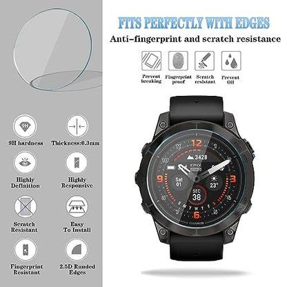 Screen Protector for Garmin Epix pro 47MM/Fenix 7 Solar and Protective Case | HUADU,9H Tempered Glass Film,Anti-Scratch,High Definition,Full Coverage, Soft TPU Cover - size: Garmin EPIX pro 47MM