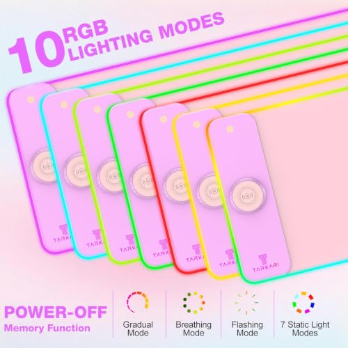 TARKARI 15W Magnetic Wireless Charging RGB Mouse Pad, 800x300mm Pink - color: Pink