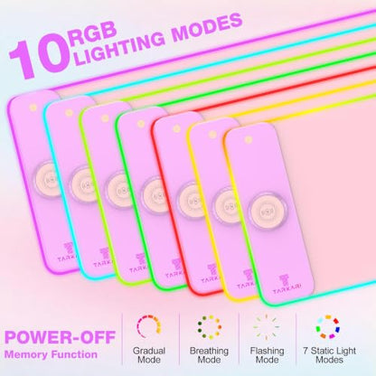 TARKARI 15W Magnetic Wireless Charging RGB Mouse Pad, 800x300mm Pink - color: Pink