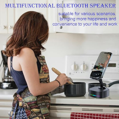 Bluetooth Speaker with Wireless Charging and Cell Phone Stand, Black