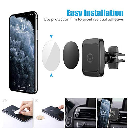 Magnetic Phone Car Mount, [2 Pack] Air Vent Car Phone Mount Holder, Phone Holder for Car with Twist-Lock Base, Compatible with All Smartphones