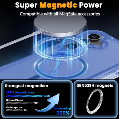 WRJ Magnetic Clear for Samsung Galaxy S26 FE Case,Samsung S25 FE Case [Fit for MagSafe][Military Grade Drop Protection] Translucent Shockproof Protective Phone Case-Blue - color: Blue, style: Transparent