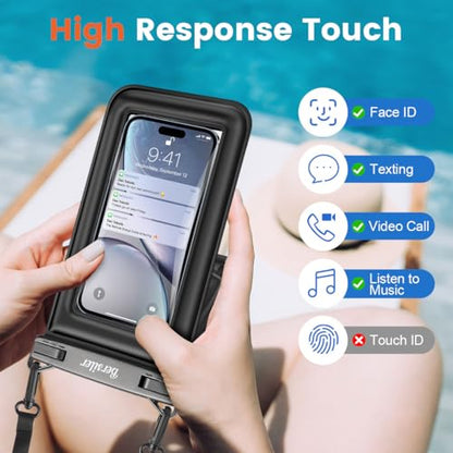 2 Pack Floating Waterproof Phone Pouch, Up to 8.5", Double Space | IPX8, Touchscreen, Waterproof Phone Case Dry Bags for iPhone 17 16 15 Pro Max, Beach Cruise Essentials 2026 - color: Black+Pink