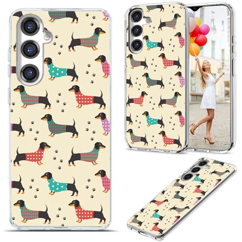 for Samsung Galaxy S24 FE Case for Girl Women Men, Full Protective Shockproof Slim Soft TPU Clear Phone Cover Cases with Design for Galaxy S24 FE,Cute Cartoon Animal Pet Dog Dachshund Paw - color: Pet Dog Dachshund