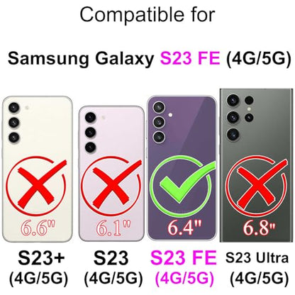 Wallet Case for Samsung Galaxy S23 FE, Rose Gold | Women Flip Folio Cover, Embossed PU Leather, Stand, Credit Card Holders Slots, Wrist Strap - color: 4