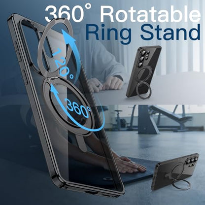 JETech 360° Rotatable Ring Stand Case for Samsung Galaxy S26 Ultra, Black | Compatible with MagSafe, Clear Back, Stand & Ring Holder, Shockproof Protection - color: Black, size: Galaxy S26 Ultra