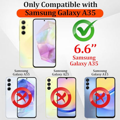 Compatible with Samsung Galaxy A35 Case, with Belt Clip Holster Heavy Duty Rugged Shockproof Full Body Protection Kickstand Cover for Samsung Galaxy A35 Phone (Black+Blue) - color: Black+Blue