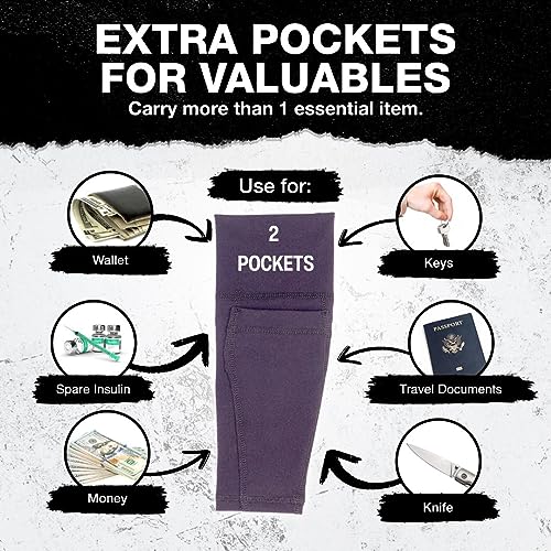 Travel Wallet - Jogging Ankle Stash - Travel Essentials - Anti Theft Travel Pack Pouch to protect Cash, Cell phone and Passport - Fits Insulin, Epi Pen, Knife, Keys and more. (Large) - size: Large