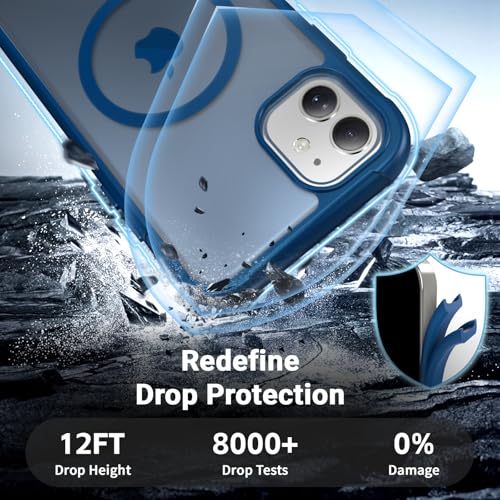 jaroco Magnetic for iPhone 11 Case Heavy Duty Protection Deep Blue | Compatible with MagSafe,Military Grade Drop Protection,Translucent Matte,Non-Slip,Shockproof 2-Layer Durable Bumper Case - color: Deep Blue, size: iPhone 11