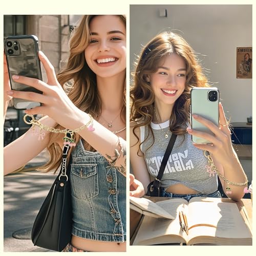 Phone Wrist Strap Phone Charm Strap Phone Chain Wristlet Removable Hanging Ornaments Tether Tab Adjustable length - color: Cherry Bow Love