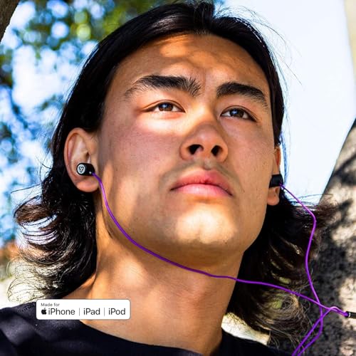 LUDOS Ultra iPhone Wired Headphones Earbuds Earphones with Lightning Connector Apple MFi Certified, 5 Years Warranty, for iPhone 14 13 12 11 Pro Max X XS XR 8 7 Plus with Microphone Control - Purple - color: Purple, style: Lightning
