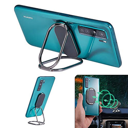 Foldable Phone Ring Holder, 360° Rotating Metal Grip Kickstand - color: Gun Black, size: Oval black