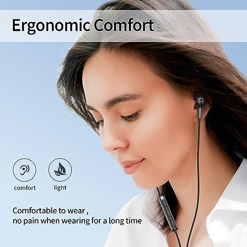 BENEWY Wired Earbuds 3.5mm Magnetic Earphones with Microphone Headphones - color: Black