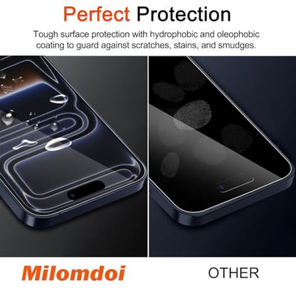 Milomdoi Matte Screen Protector for iPhone 17 Pro,Tempered Glass | 3 Pack 9H+ Hardness, Easy Installation with Mounting Frame, Phone Case Friendly,Shatterproof No Bubble - size: iPhone 17 Pro 6,3 inch