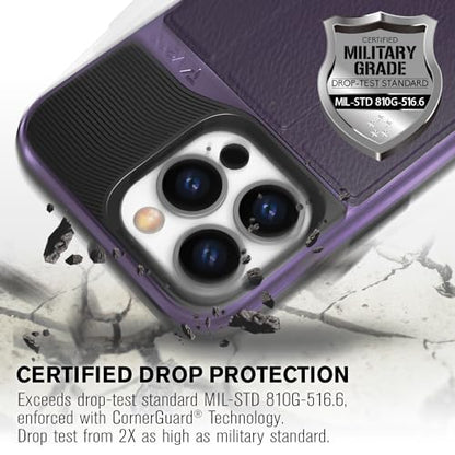 VENA vCommute for iPhone 15 Pro Max Wallet Case, Purple | Military-Grade Drop Protection, Premium Leather Magnetic Flap Cover, Hidden Card Holder, RFID Blocking, Multi-Angle Kickstand - color: Classic - Purple, size: iPhone 15 Pro Max