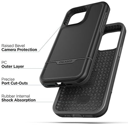ENCASED Shockproof Case Compatible with iPhone 16 - Ultra Protective Heavy Duty Magnetic Phone Cover, Rebel Series (Black, iPhone 15 Pro) - color: Black, size: iPhone 15 Pro