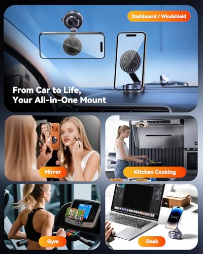 for MagSafe Car Mount, Vacuum Magnetic Car Phone Holder Stand for Your Car - color: Black 4