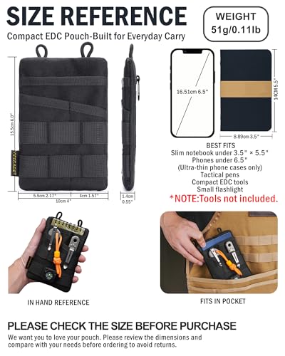 VIPERADE VE3 Tool Pouch Pocket Organizer, Nylon Tool Belt Loop Pouch with 4 Pockets Tool Storage EDC Pouch for Flashlight/Pocket Knife, Tactical Pen, Notebook (Tan) - color: Tan
