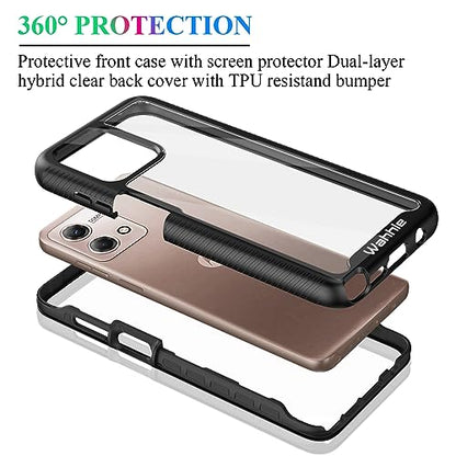 Compatible with Moto G Stylus 5G 2023 Case, Built in Screen Protector Full Body Shockproof Slim Fit Bumper Protective Phone Cover Men Women-Black/Clear - size: Moto G Stylus 5G 2023