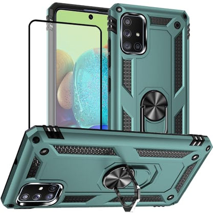 Samsung A71 5G Case, A71 5G Phone Case with Screen Protector, Military Grade Protective Cases with Ring for Samsung Galaxy A71 5G (Dark Green) - color: Dark Green