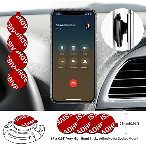 8 Pack Sticky Adhesive Compatible with Socket Mount Base, PKYAA Double-Sided Replacement Tape for Car Magnetic Phone Holder, 4 Pack Sticker Pads for Collapsible Grip & Stand Base