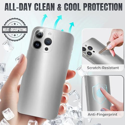 2Pcs Skin Wrap Compatible for iPhone 15 Pro – Slim Decal Vinyl Protective Film for Sides & Back – Sleek Fit, Premium Look – Compatible with All iPhone 15 Pro Cases - Silver - color: Silver